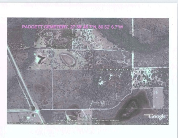 Padgett Cemetery aerial, in Comments of the Olney-Alger Family Trust regarding the planned F, by Olney-Alger Family Trust, for SpectraBusters.org, 18 November 2013