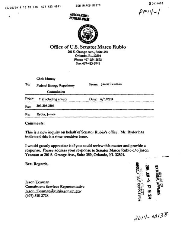 600x775 Sen. Marco Rubio to FERC, in It seems that they just draw lines at random --James Ryder via Sen. Marco Rubio, by John S. Quarterman, for SpectraBusters.org, 5 June 2014