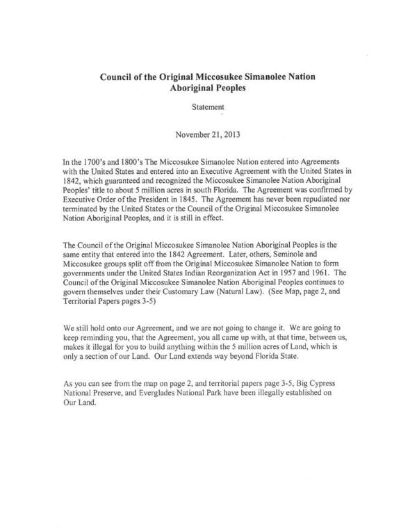 600x765 Statement, in Council of the Original Miccosukee Simanolee Nation, by John S. Quarterman, for SpectraBusters.org, 21 November 2013