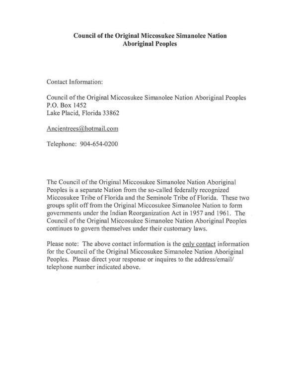 600x765 Contact Information, in Council of the Original Miccosukee Simanolee Nation, by John S. Quarterman, for SpectraBusters.org, 21 November 2013