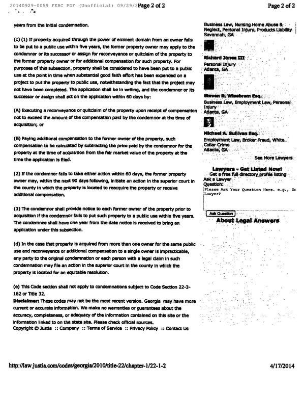 600x773 P: O.C.G.A. 22-1-2. eminent domain is for public use (2 of 2), in Resurvey all the properties, by Bill Kendall, for SpectraBusters.org, 29 September 2014