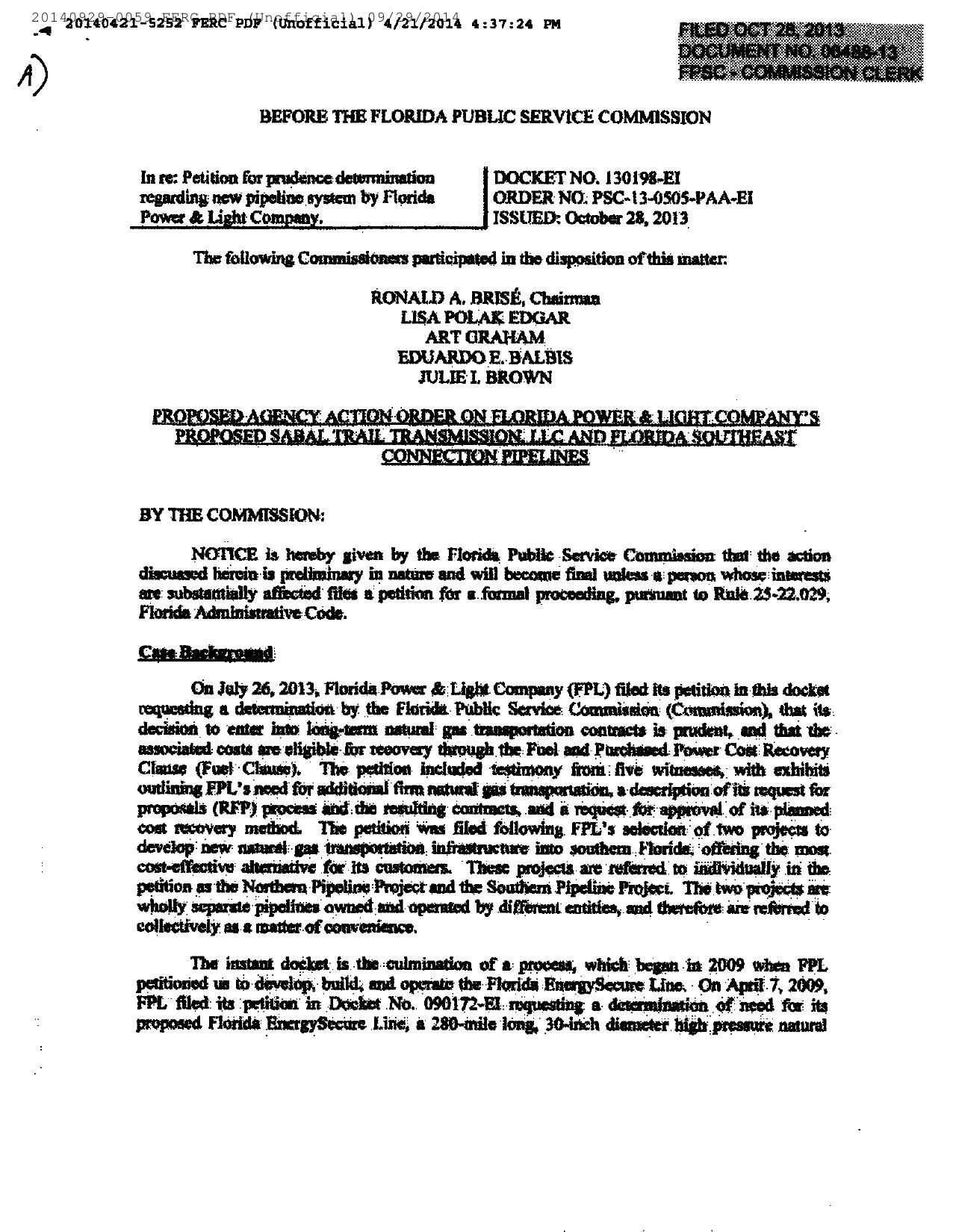 1280x1650 A: FL PSC Docket No. 130198-EI (1 of 2), in Resurvey all the properties, by Bill Kendall, for SpectraBusters.org, 29 September 2014