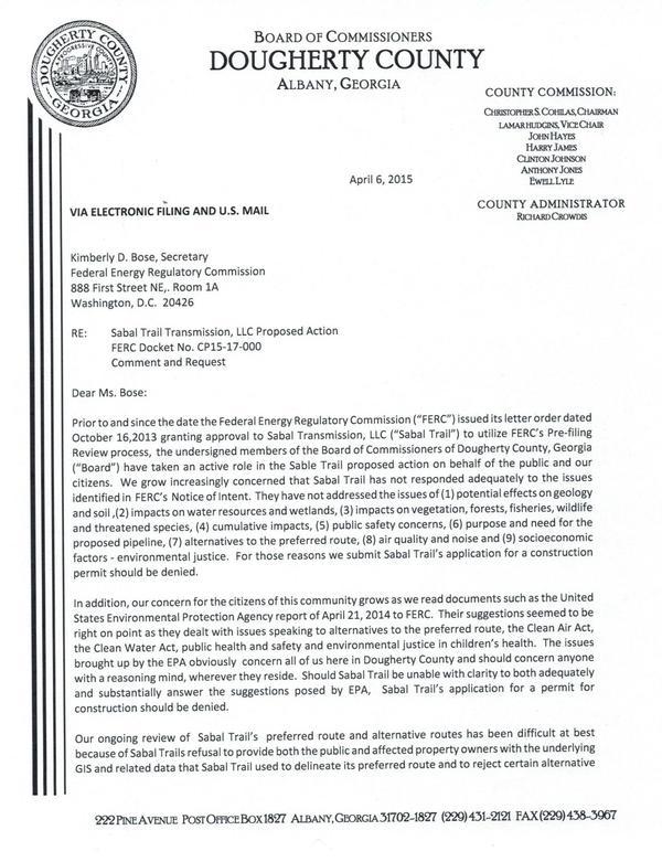 600x781 20150406-5144-30464227-001, in FERC still stonewalling Dougherty County Commission and landowners about Sabal Trail, by John S. Quarterman, for SpectraBusters.org, 6 April 2015