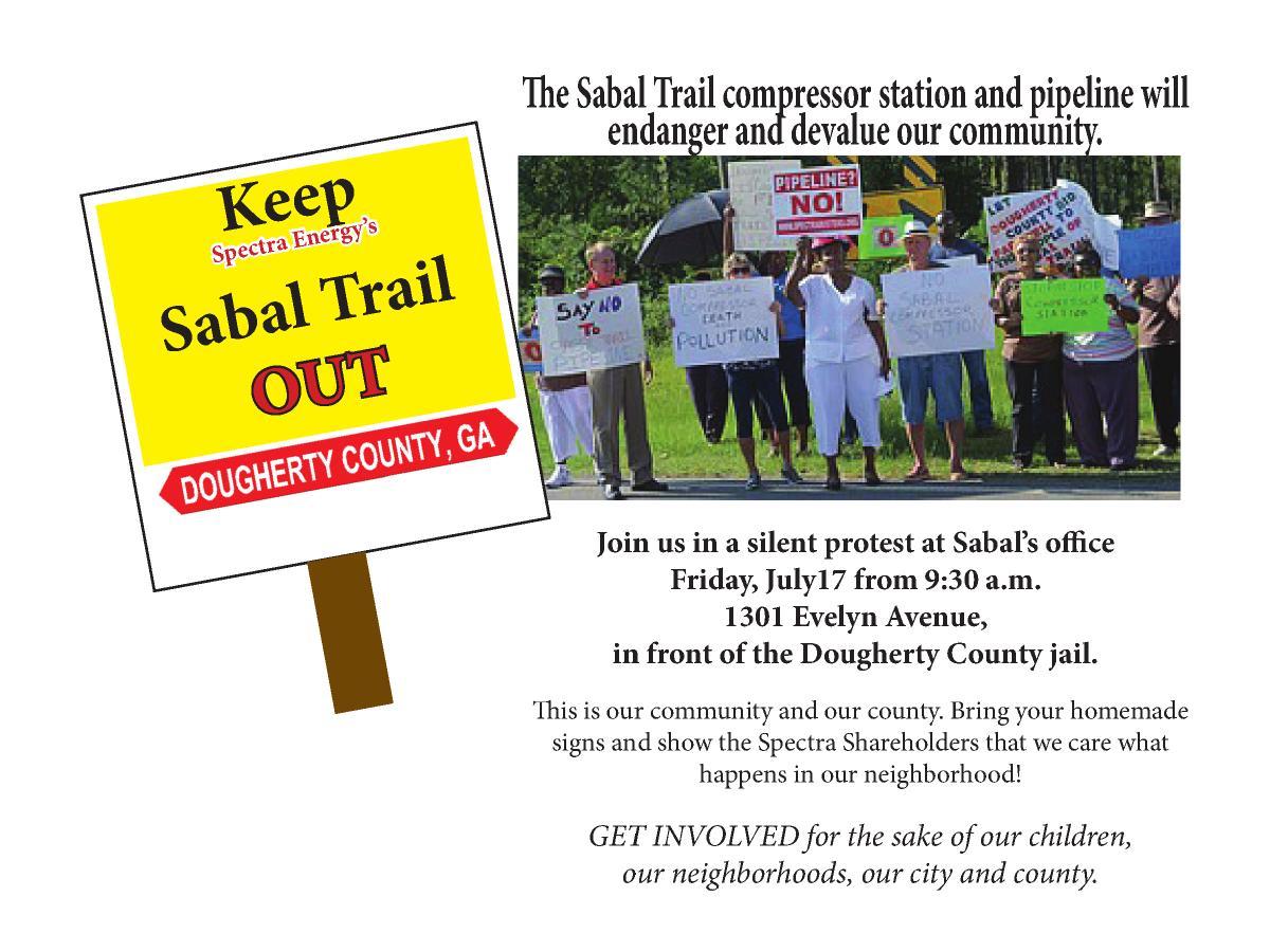 1200x900 Silent Protest at Sabal Trail office, in Silent Protest to Keep Sabal Trail out of Dougherty County, GA, by John S. Quarterman, for SpectraBusters.org, 17 July 2015